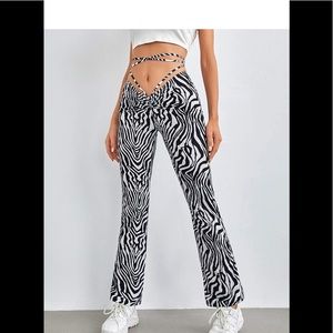 Zebra waist tie pants - brand new